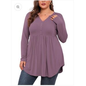 NWT WellSize Plus Size Women Blouses V Neck Long Sleeve, 3X